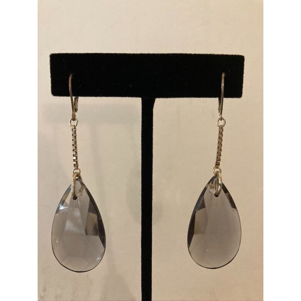 Y2K Fred Segal Sterling Silver & Smoky Lucite Drop Earrings | Never Worn